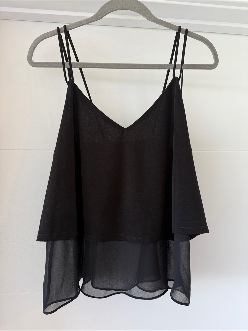 BCBGeneration Black Layered Double-Strap Flowy Top